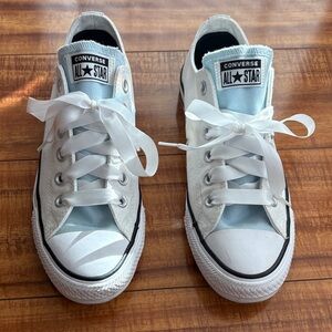 Converse All Star White and Light Blue Sneakers